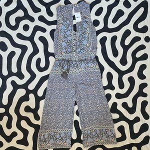 Free People Taupe Floral Jumpsuit